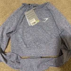 NWT Steel Blue Marl Gymshark Vital LongSleeve Crop
